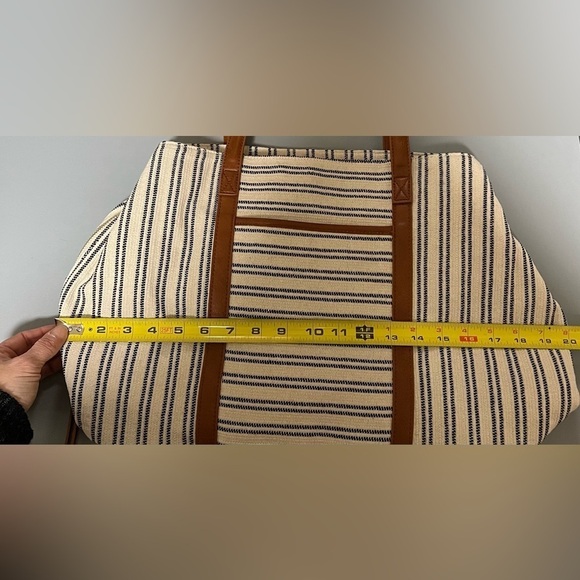 Madison West Overnight Tote and Sidekick Bag White With Black Stripes - Picture 11 of 14